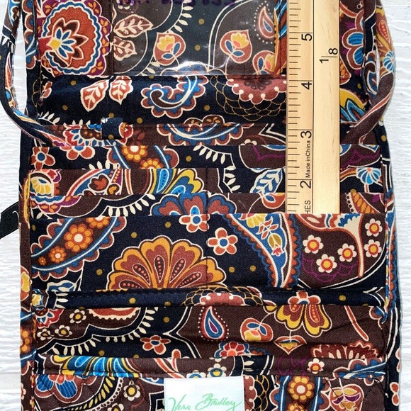 Vera Bradley Wallet With Strap Crossbody Kensington Brown Paisley Retired Print - Picture 8 of 10